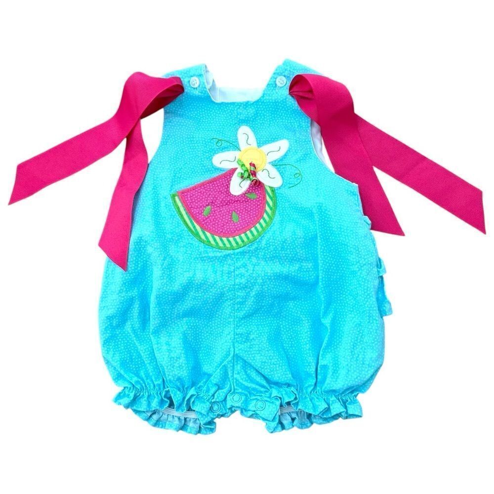 The Bailey Boys Baby Girls Embroidered Watermelon One Piece Bubble. 3 Months.